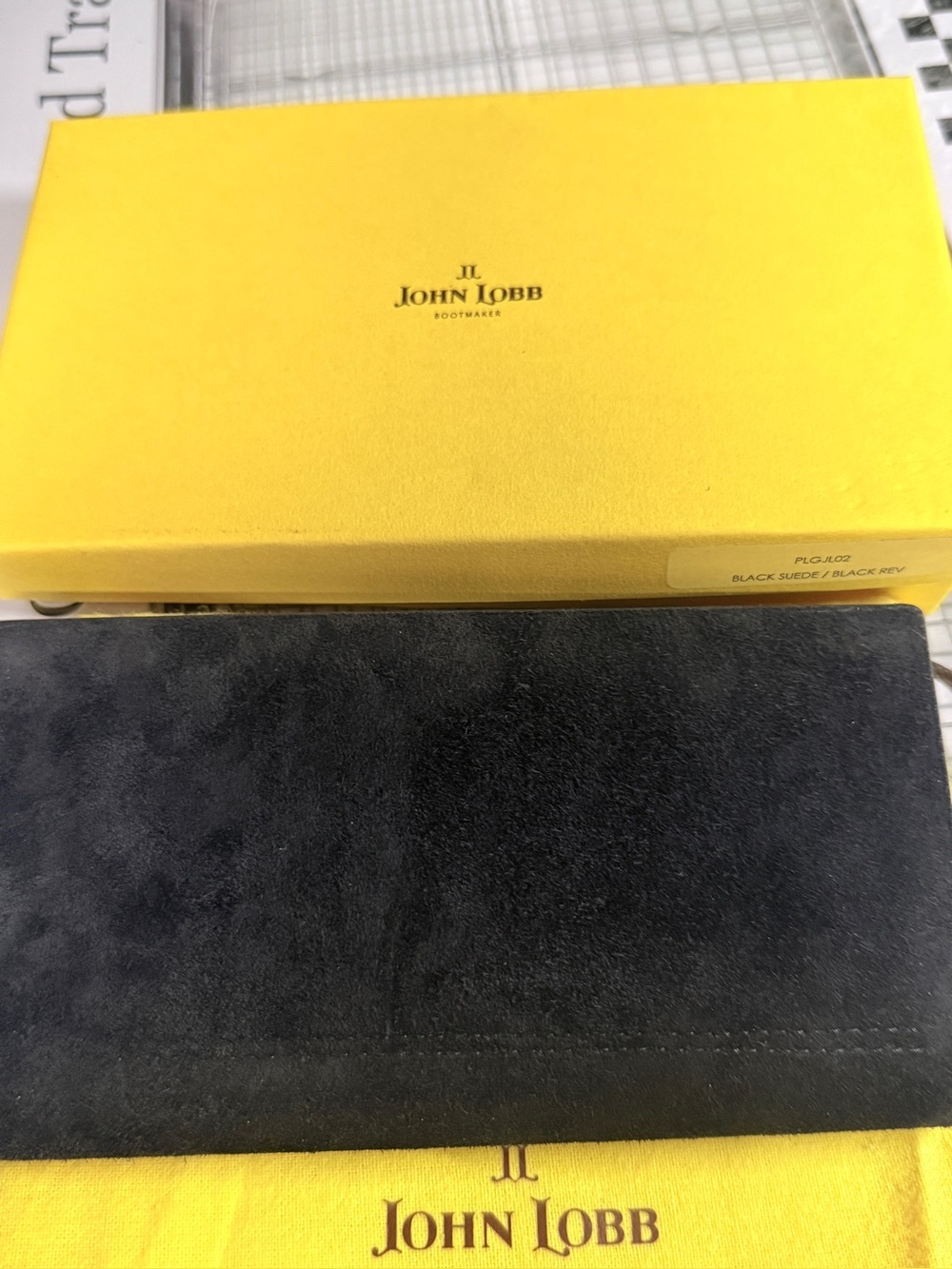 John Lobb black Suede Long Wallet